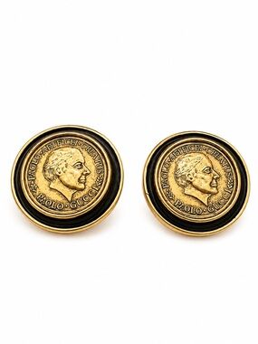 Vintage Paulo Gucci Coin Clip Earrings